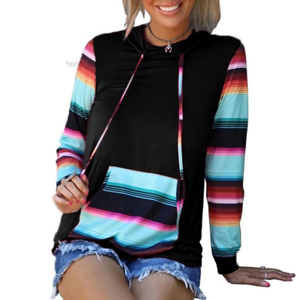 

& women's hoodies sweatshirts fashion striped with pockets autumn long sleeve for women jumper pullovers 2021 chaleco mujer, Black