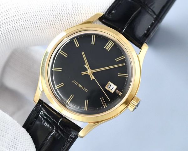 

high-end leisure business men's watch 9015 fully automatic movement sapphire mirror crocodile pattern belt, Slivery;brown