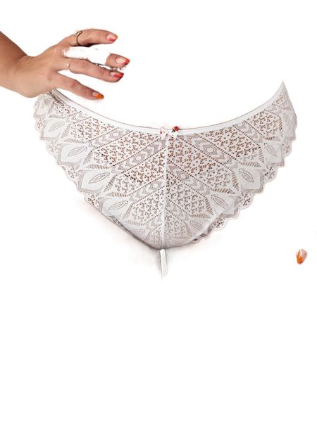 

plus bow front crisscross back lace panty a7rf#, Black;white
