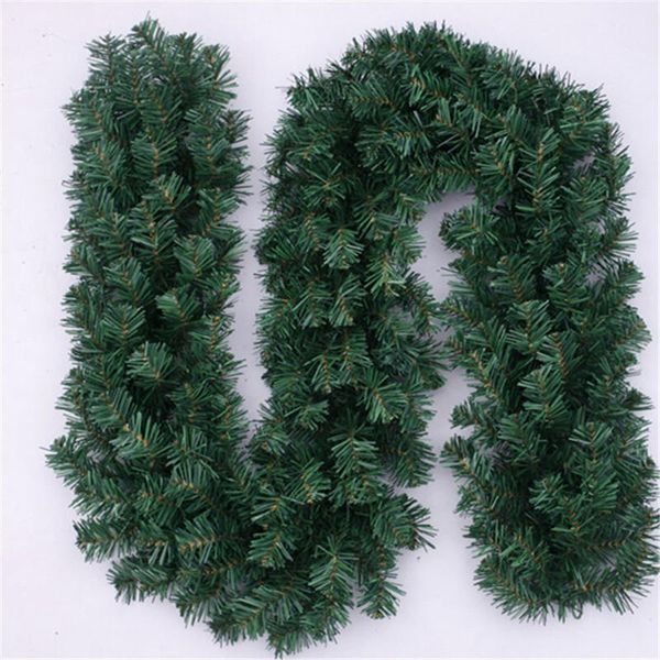 Декоративные цветы венки рождественские предметы декориони натале 270 см украшения деревья Синтетическая роттана толстая мишура Зеленая гирлянда вечеринка