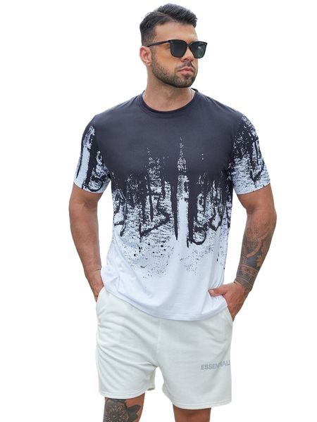 

extended sizes men splash ink print tee w1j5#, White;black