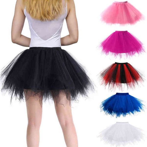 

women skirts tutu princess fashion ballet black tutu fluffy skirt for women tulle petticoat skirts elastic pink tutu skirt y220426