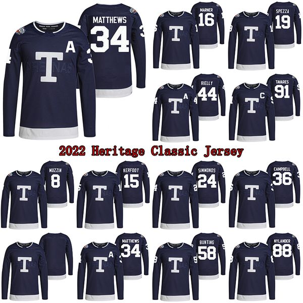 

34 auston matthews 2022 heritage classic jersey 91 john tavares 16 mitchell marner 19 jason spezza 20 nick ritchie 36 jack campbell 58 micha, Black;red