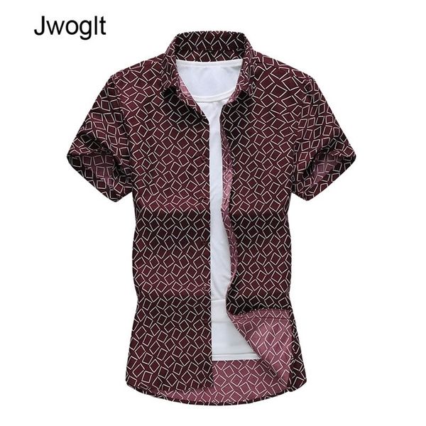 

45kg120kg summer shirt new fashion men's regular fit short sleeve button down argyle printed shirts camisa masculina 7xl 210412, White;black