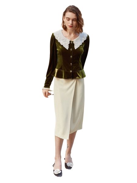 

simple retro high waist wrap buckled side skirt f2cy#, Black