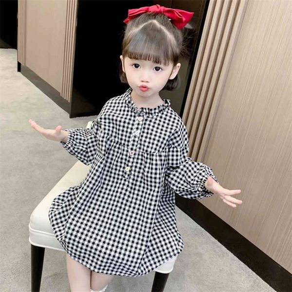 

girls dress plaid pattern girls party dress ruffles kids dresses spring autumn costumes for girls 210412, Red;yellow