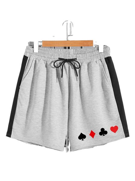 

romwe guys graphic print side colorblock shorts e76h#, White;black