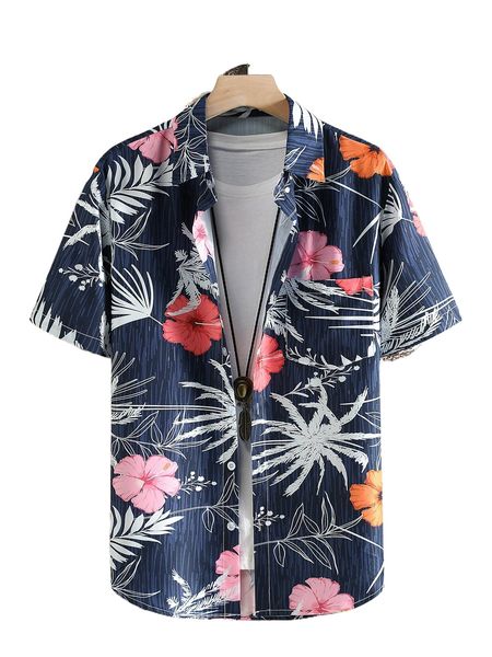

men floral & tropical print shirt without tee i851#, White;black