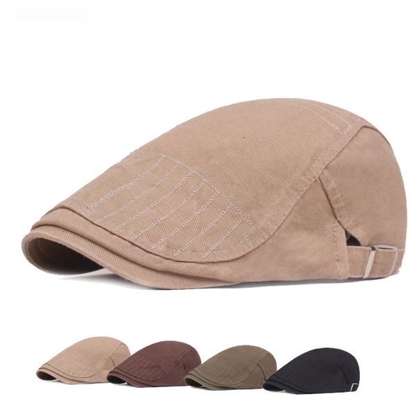

brand peaky blinders beret man spring summer flat cap vintage solid casual newsboy british style duck hats for men beige cap, Blue;gray