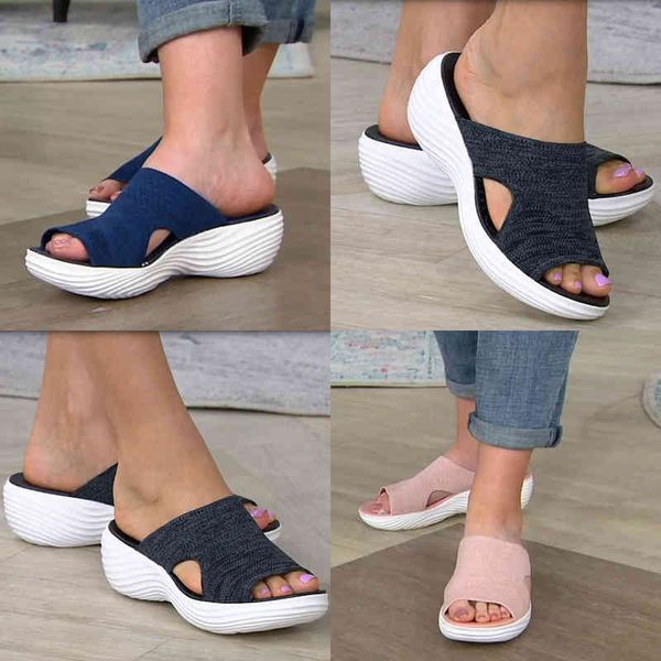 Sandali con scivolo ortesi elasticizzati Sandali da donna Open Toe Ciabatte traspiranti Scarpe con plateau ortesi incrociati elasticizzati Beac Y220523