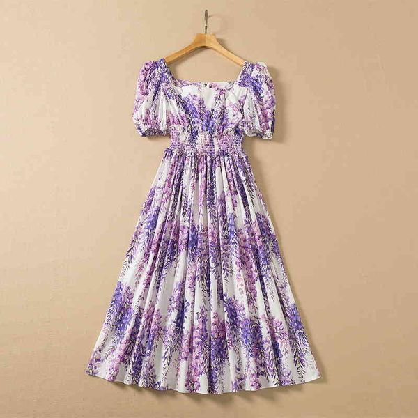 

casual dresses cotton dress wisteria flower large swing skirt children's spring and summer 2022 square neck elastic waist yobq, Black;gray
