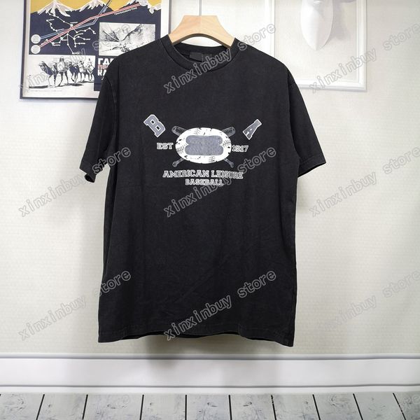 

22ss men women designers t shirts paris sport basketball print cotton tee short sleeve crew neck streetwear xinxinbuy black gray xs, White;black