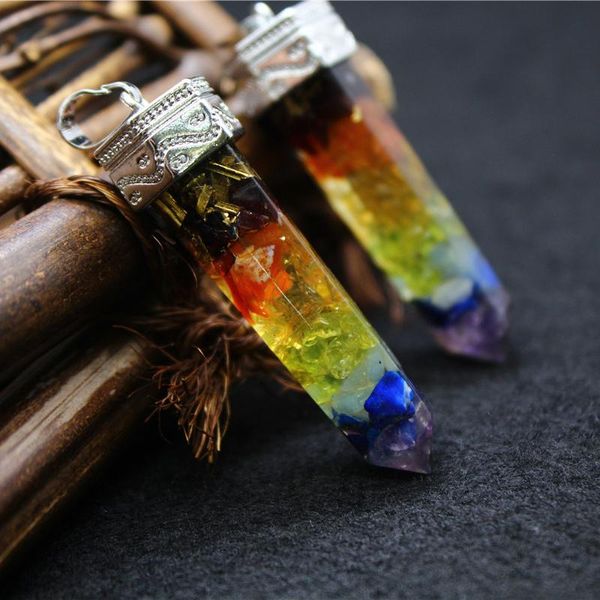 Anhänger Halsketten hochwertiger Kies -Naturstein -Chakra -Anhänger für Großhandel Orgone Energy Schmuck Pendel 22 18 -mm -Pendelpendant