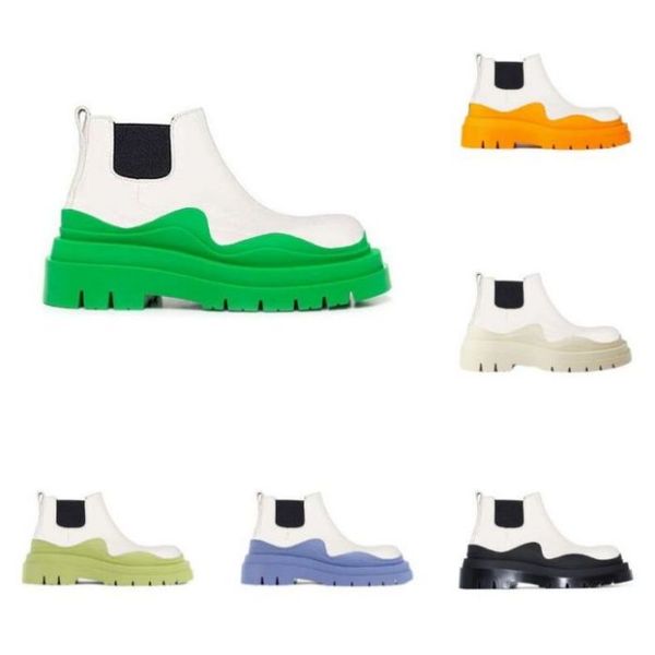 

white grass women man bottega boots fashion luxury tire lean leather chelsea women's booties men platform chunky shoes lady knight low, Black
