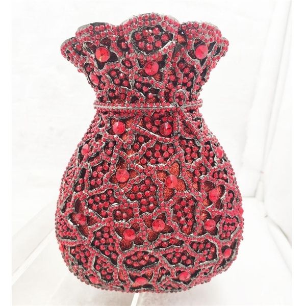 

red crystal fashion evening for dinner handbag party wedding bridal ladies clutch bags customized sm33 220616