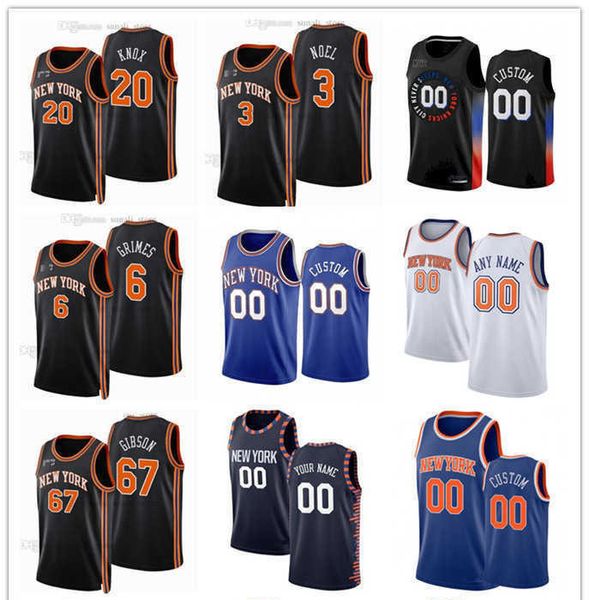 

75th custom jersey new york''knicks''men women youth taj 67 gibson quentin 6 grimes kevin 20 knox ii nerlens 3 noel bask, Black;red