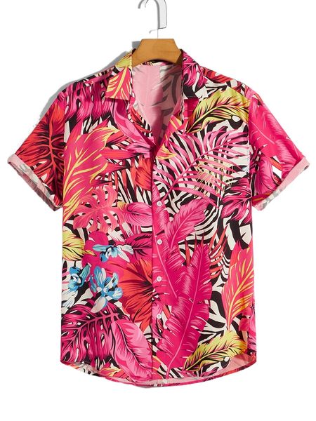 

men tropical print shirt p3f1#, White;black