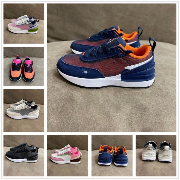 

big kids waffle 3.0 sneakers run ultra 4 trainers for little boys toddler girls sports shoes children trainer boy eu 22-35, Black