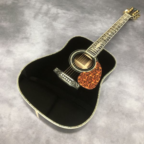 

41 inch d45 deluxe bk color real abalone inlaid acoustic guitar