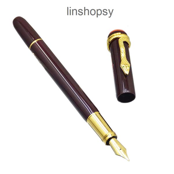 

giftpen luxury dark red metal snake clip fountain pen school office stationery unique calligraphy ink pens for business gift