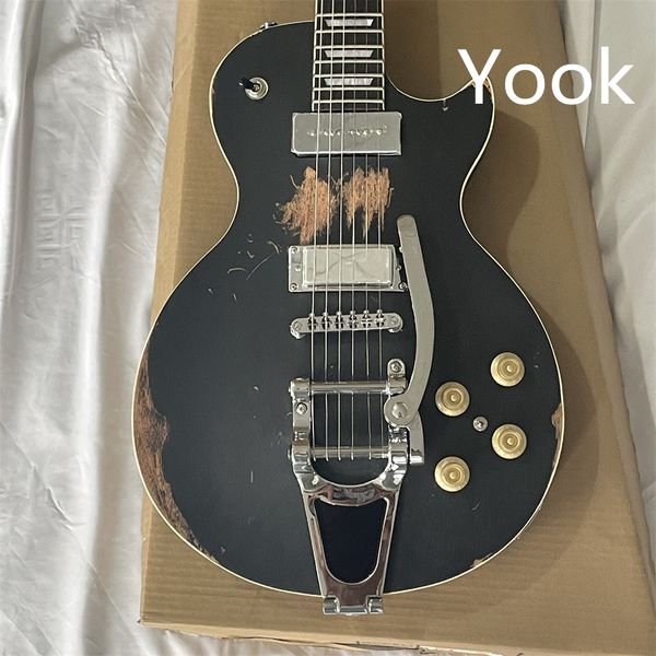 

in stock do old style black lp custom electric guitar with silver accessories silver rocker is very good-looking guitarra guitars