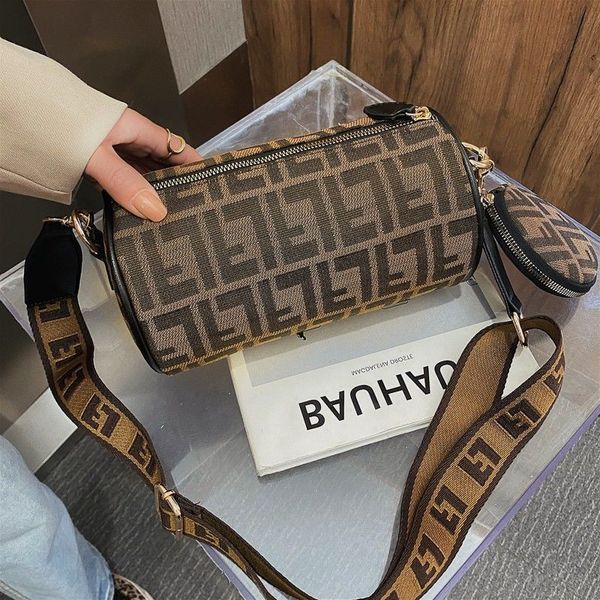 

boston women's bag 2022 autumn winter new fashion wide shoulder messenger versatile cylinder handbag chain cross bags