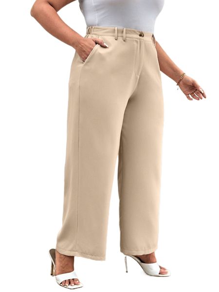 

plus high waist wide leg pants t16i#, Black