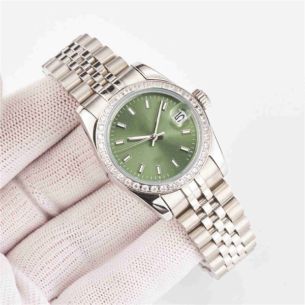 

watchsc - 36mm watch automatic mechanical mens ladies diamond bezel stainless steel water resistant luminous luxury gift watch, Slivery;brown