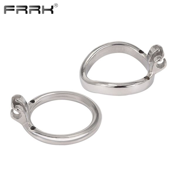 FRRK Base Cock Ring per gabbia di castità in metallo incorporata Blocco del pene in acciaio inossidabile 40mm 45mm 50mm 55mm BDSM Sex Toys 220504