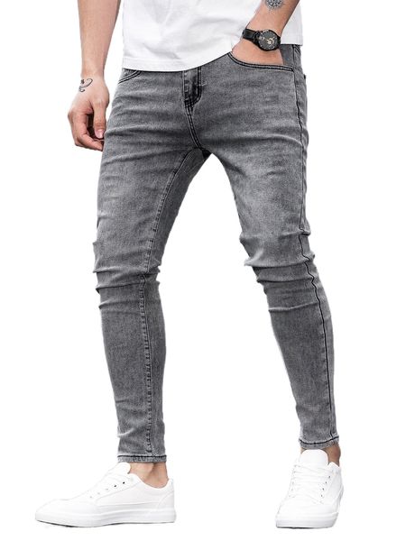 

men slant pocket tapered jeans a4ct#, Blue