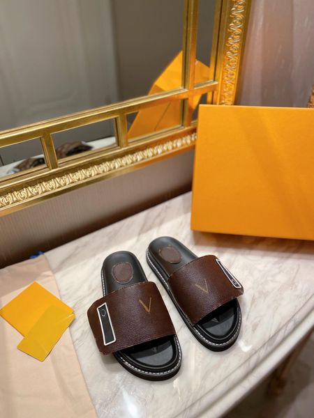 

2022 designer luxury sandals slippers women men pool pillow sunset comfort flat sandal summer fashion classica shoe''louise'&, Black