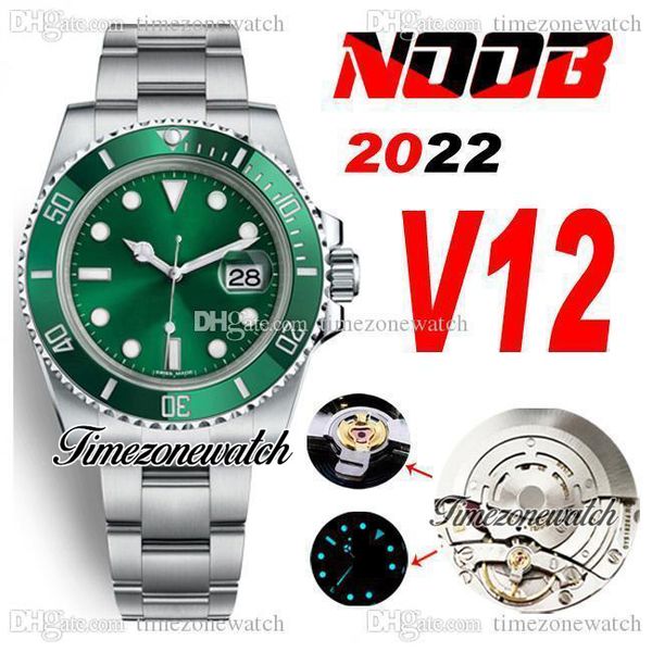 N V12 SA3135 Otomatik Erkek İzle Seramik Çerçeve Yeşil Dial 904L Oystersteel Bilezik Garanti Kartı Ultimate Version TimeZoneWatch (Doğru Amortisör) R02