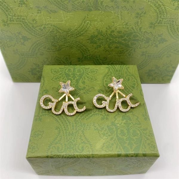 

fine ancient letter tassel crystal skirt star earrings female worn out earrings, Golden