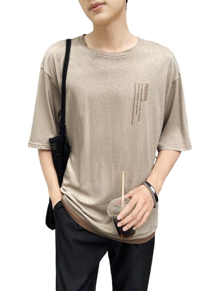 

men slogan graphic drop shoulder tee t7nw#, White;black