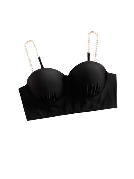 

plus chain linked push up bikini v1fx#, Black
