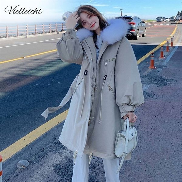 

vielleicht women's winter jacket long parkas women winter coat down jacket cotton liner winter jacket women clothing 201126, Black