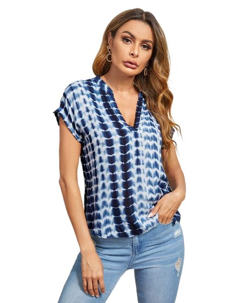 

tie dye high low hem c46p#, White