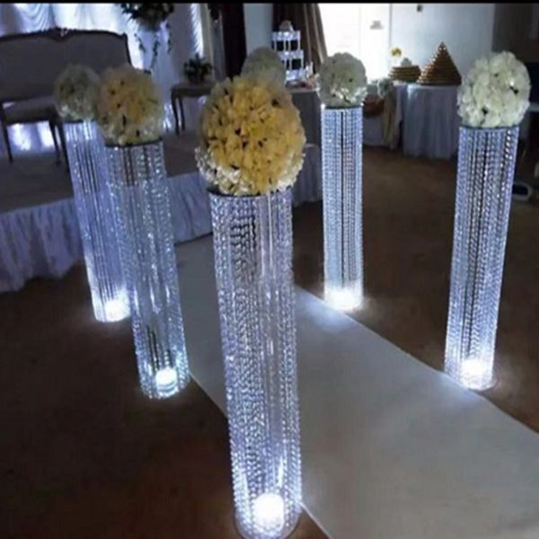110cm uzunluğunda dekorasyon uzun boylu düğünler çiçek avizeleri çiçek standı akrilik boncuk ile etkinlik masası centerpiece düğün koridor yolu imake085