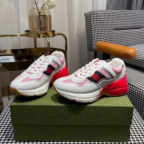 

new sports shoes couple designer travel basketball dad women's thick soled casual shoes white pink black 35-46