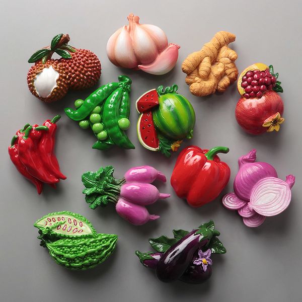 

3d simulation rural vegetables fruits refrigerator magnetic stickers fridge magnets watermelon onion eggplant pepper Cute model