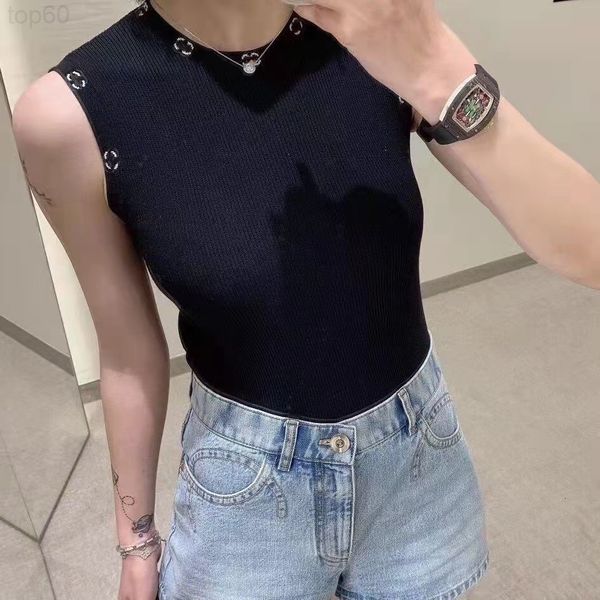 

camisoles & tanks designer 2022 spring and summer new color contrast jacquard letter knitted vest inside outside, slim slim, round neck slee, Black;white