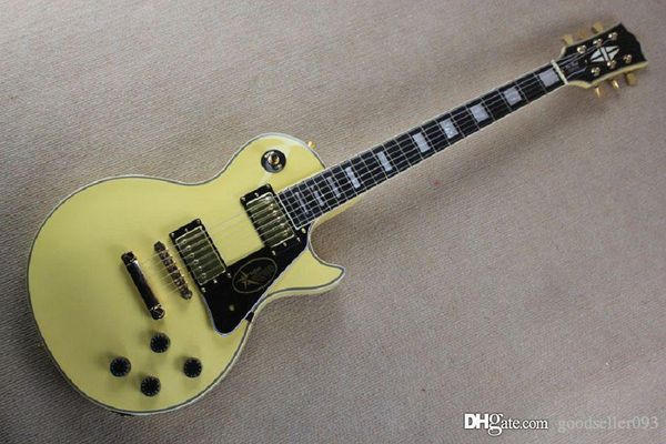 

wholesale ebony fretboard big headstock lp custom cream yellow electric guitar @32