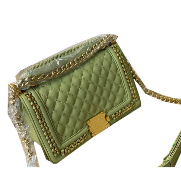

22ss classic boy tote bag calf leather genuine diamond quilted bronze hardware braided chain strap hand shoulder crossbody bag luxury design