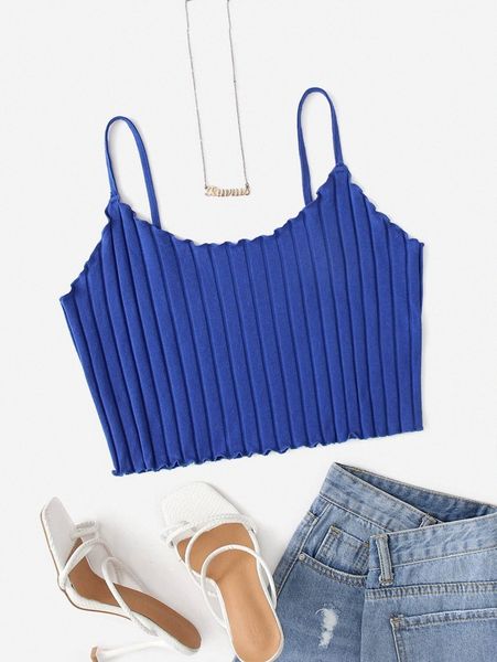 

plus lettuce trim rib-knit cami t3bp#, Black