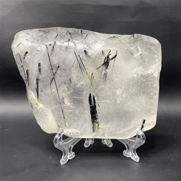 Objetos decorativos Figuras 226G Natural Gemstone Black Turmaline Crystal Symbiose Mineral Apimen e Stone Home Spirit Decor
