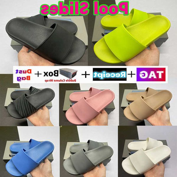 

fashion pool slippers grey black white writing designer mens women slide fluo green pink blue lime beige flat slides beach indoor outdoor