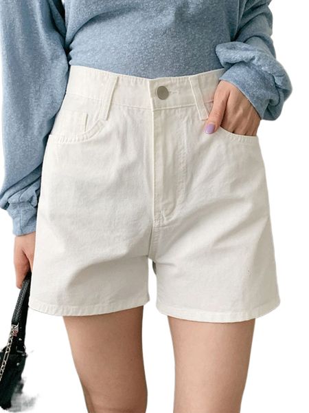 

dazy solid button front shorts h2wl#, White;black