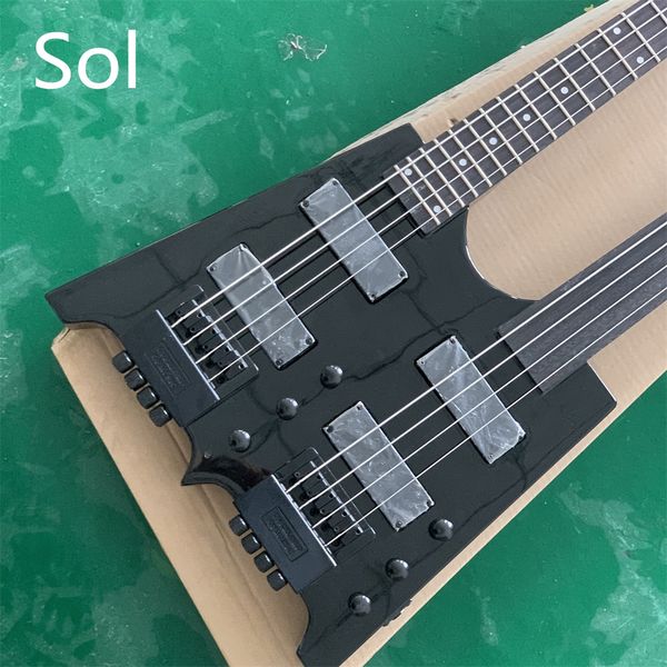 

in stock special electric bass guitar double neck transparent black can be customized guitars guitarra