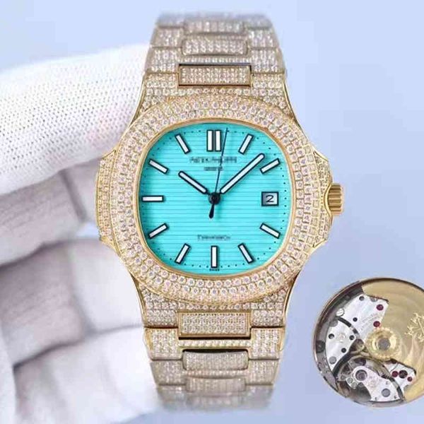 

factory oem custom mechanical watches for men gold luxury diamond iced out water proof hiphop watch, Slivery;brown