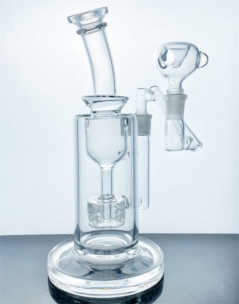 2022 Brandneue Rauch-Shisha, 9 Zoll, robuster Borosilikatglas-Ring-Incycler-Rig-Wasserschlauch mit 1 Perc Seed of Life, 60 mm Durchmesser und 14 mm Bulb Z-Konverter GS001-Pistole